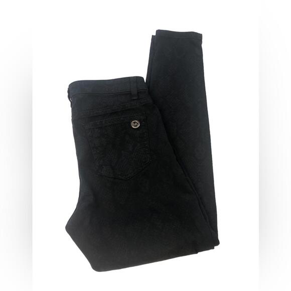Michael Kors Izzy Skinny Jeans Black Snakeskin Pattern Sexy - Picture 2 of 6